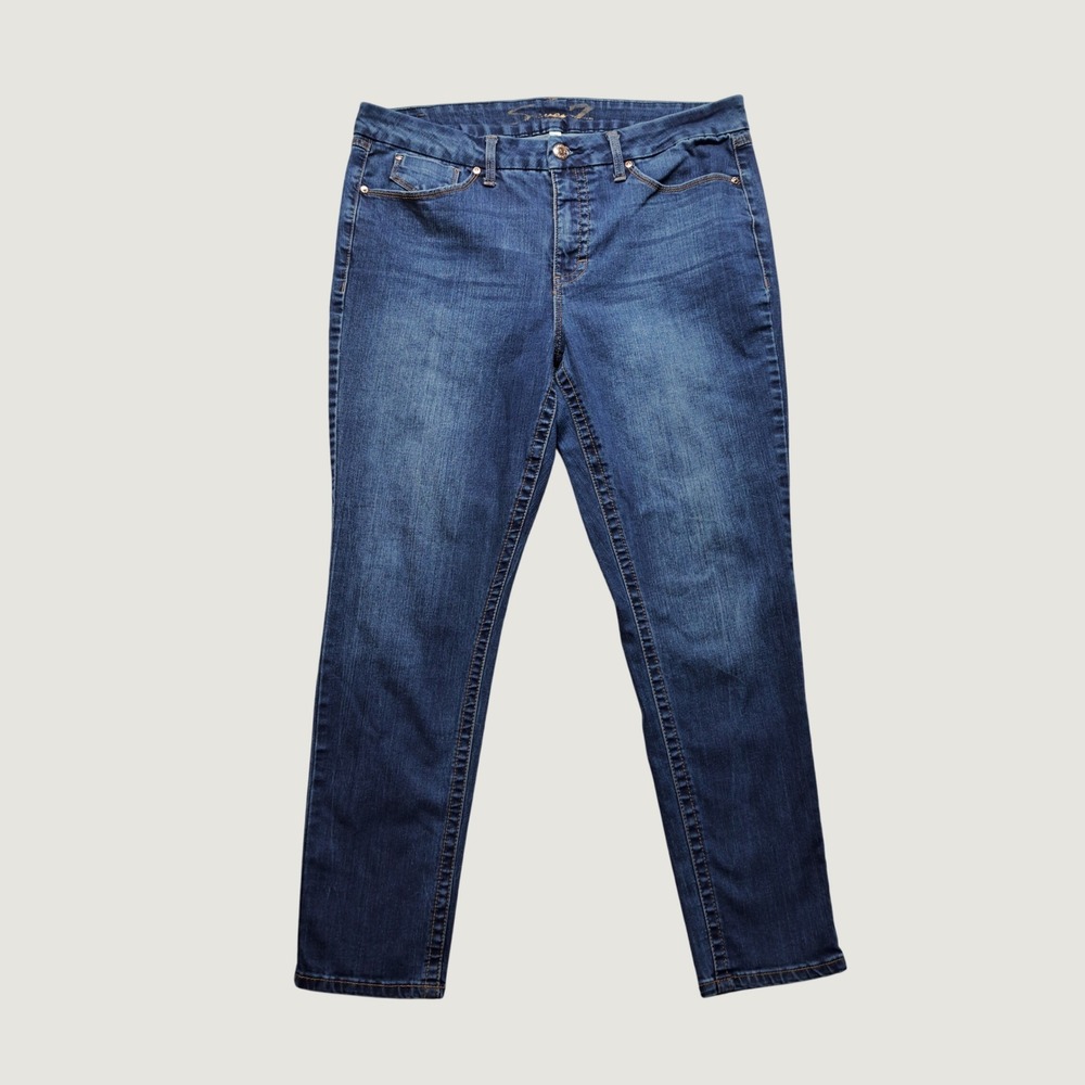 Seven7 Skinny Jeans Women 16 Blue Excellent Stretch Medium Wash Denim